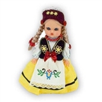 This doll, dressed in a traditional Kaszub outfit, wonderfully crafted and fun to collect. Costumes are hand made, so costume and colors can vary.
