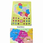 82 Cardboard Piece Puzzle that will help you learn the Crests of 18 Major Cities and Identify the 16 Administrative sections of Poland.