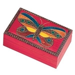 Butterfly Wooden Box that is Brass inlaid, vividly multicolored with a satin finish.