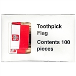 Polish Toothpick Flag offered in a box of (100). Paper Flag, Stands 2.5" (6cm) tall.  Not recommended for children under 5 years of age.