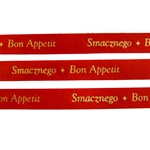 Ribbon: 5/8" (Red with Gold Metallic) 'Smaznego - Bon Appetit'