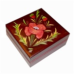 Red Poppy Box with a hand painted and burned design.