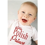 This 100% cotton youth T-shirt, baby onesie romper, emblazoned with the saying "Little Polish Prince".