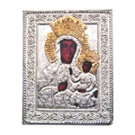 Made in Poland this icon is a print and covered with a beautiful cover of zinc plated copper featuring fine bas-relief. Size 4.75" x 6.25" - 12cm x 16cm
