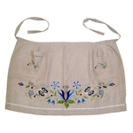 Women's hand embroidered Kashubian Floral Apron, in taupe color linen.  Made in Gdansk, we have only one available.