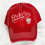 Display the Polish colors of red and white with this distressed looking cap with detailed embroidery work.   The front of the cap features a silver Polish Eagle with gold crown and talons.  Features an adjustable  metal tab in the back.  Designed to fit m