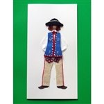 This card is dressed with material and wooden head to give a very special doll-like effect.  Our Goral (mountaineer) is from the Szczawnicki mountain area in southern Poland near Slovakia.