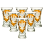 Genuine Polish 24% lead crystal hand cut and engraved with the Polish Eagle and the word Polska.  Set of 6.
Size is 3.25" - 7.8cm tall