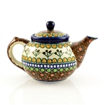 Polish Pottery 10 oz. Bedtime Teapot. Hand made in Poland. Pattern U79 designed by Teresa Liana.