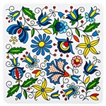 Colorful Kashubian flower motif on a mouse pad. This is a flexible, soft, rubber composite mouse pad with a non skid back