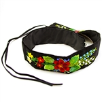 Gorgeous hand beaded black velvet belt from the Lowicz region in Poland  Made entirely by hand.