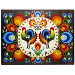 Easy to clean PVC placemat features a beautiful example of a Polish paper cut (wycinanka). Size 14" x 10.5".