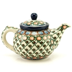 Polish Pottery 10 oz. Bedtime Teapot. Hand made in Poland. Pattern U42 designed by Anna Pasierbiewicz.