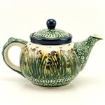 Polish Pottery 10 oz. Bedtime Teapot. Hand made in Poland. Pattern U4637 designed by Krystyna Dacyszyn.