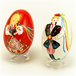 Deluxe wooden Easter eggs from Poland.  Hand painted set featuring Krakow boy and girl in their colorful traditional costumes.