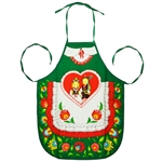 Colorful aprons featuring a pair of Krakow dancers surrounded by a Lowicz folk design. Large center pocket.  Selection of different colors. 100% cotton.