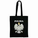 Black 100% cotton tote bag made in Poland.  Size approx 14" x 16" - 35cm x 38cm not including the handles.  Handles are 12" - 30cm long.