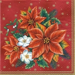 Polish Folk Art Luncheon Napkins (package of 20) - "Poinsettias". Three ply napkins with water based paints used in the printing process.