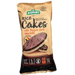 Super delicious rice cake covered on one side with rich dark chocolate and whole grains of brown rice. 6 cakes to a package.