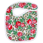 100% cotton baby's bib in a traditional Goral flower design.