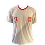 World Cup Soccer is back!  Poland's best player is Robert Lewandowski wearing the #9.  100% polyester.  FYI....Polish sizes run small so we suggest ordering one size larger than your US size.