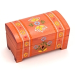 This box is decorated with carved and painted folk designs and flowers on the top, front and back sides.   This beautiful box is made of seasoned Linden wood, from the Tatra Mountain region of Poland.