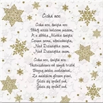 Beautiful Polish Christmas Carol Luncheon Napkins (package of 20) featuring the words to four well known Polish Carols (koledy):

Cicha Noc (Silent Night)
Wsrod Nocnej Ciszy 
Lulajze, Jezuniu
Przybiezeli do Betlejem