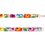 Beautiful folk design. Perfect for gifts.  Standard No.2 pencil with eraser.
&#8203;7.5" long