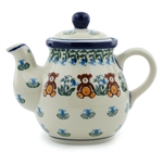 Polish Pottery 20 oz. Teapot. Hand made in Poland and artist initialed.