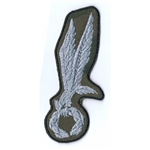 Embroidered Polish Army Paratroop patch.  Silver gray thread on a khaki background. Sew on patch. Size approx 3.5" x 1". Made In Poland.