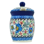 Polish Pottery 4" Jar with Lid. Hand made in Poland. Pattern U4979 designed by Teresa Liana.