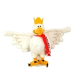 Plush toy in the form of an eagle with a crown in a white and red scarf printed with "Polska".
The material is soft and pleasant to the touch.  Blend of cotton and polyester. Size is approx 9" x 13".  Not made in Poland.