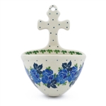 Polish Pottery 5.5" Holy Water Font. Hand made in Poland and artist initialed.