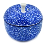 Polish Pottery 4" Apple Shaped Jar with Lid. Hand made in Poland and artist initialed.