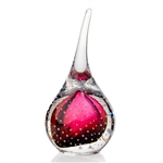 Round art glass paperweight, with a gorgeous interior core, surrounded by miniature bubbles, in a classic teardrop shape. Each piece is hand blown and hand finished in Poland. Made with the highest quality craftsmanship and hand-signed by the artist on th