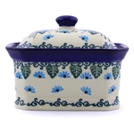 Polish Pottery 4" Box with Lid. Hand made in Poland. Pattern U4992 designed by Maria Starzyk.