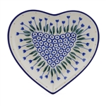 Polish Pottery 7" Heart Shaped Dish. Hand made in Poland and artist initialed.