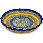 Polish Pottery 10" Fluted Pie Dish. Hand made in Poland and artist initialed.