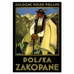 Post Card: Post Card: Polska Zakopane poster was designed by artist Stefan Norblini in 1925.
It has now been turned into a post card size 4.75" x 6.75" - 12cm x 17cm.