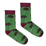 Forest green, maroon elements and brown wild boars with young weaners. Such socks perfectly reflect the climate of Polish wild nature. You don't have to run for a tree in front of these socks.